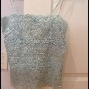 Urban Outfitters Light Teal Tank w/ Intricate Lace