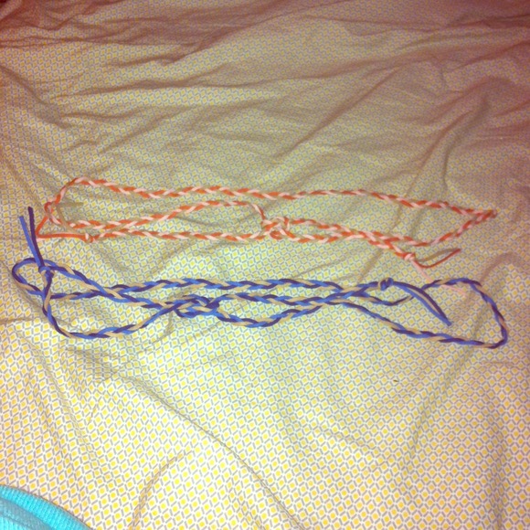 2 multi colored braided tie belts