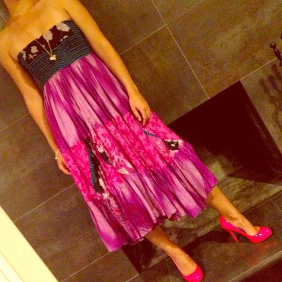 Silk boho mixed floral dress