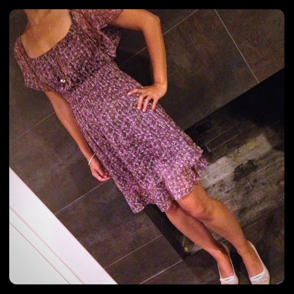 Dresses & Skirts - Purple floral dress with ruffle