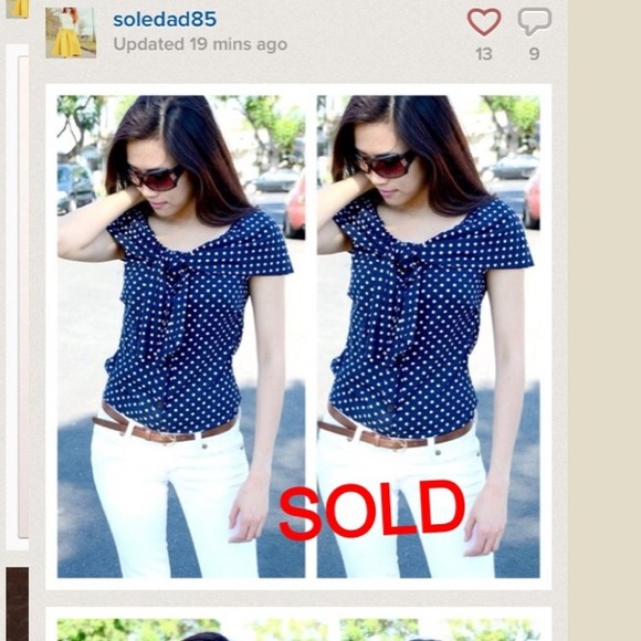 SOLD - Dark Bue/white poka dot