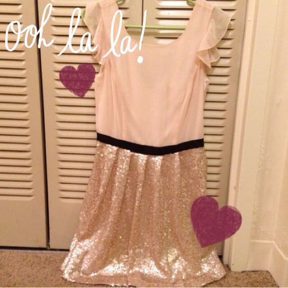 Cream and Gold Party Dress