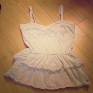 White eyelet peplum tank top