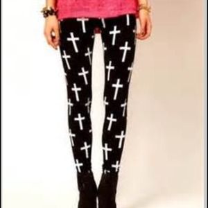 Black Cross Leggings