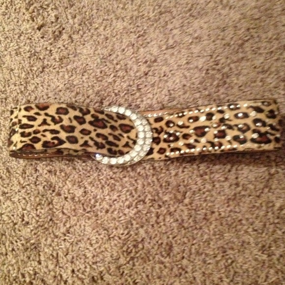 Marciano Calf hair leopard rhinestone belt
