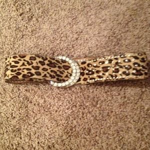 Marciano Calf hair leopard rhinestone belt