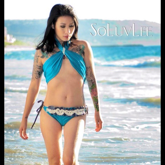 Turquoise wrap bikini set