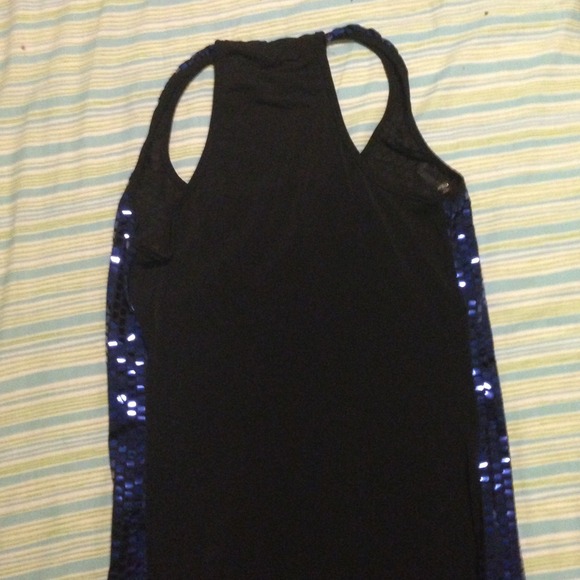 Blue Sequin Razorback Tank - Picture 3 of 4