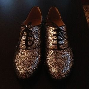 Silver glitter oxfords