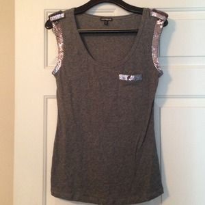 Express gray tank top with sequin trim