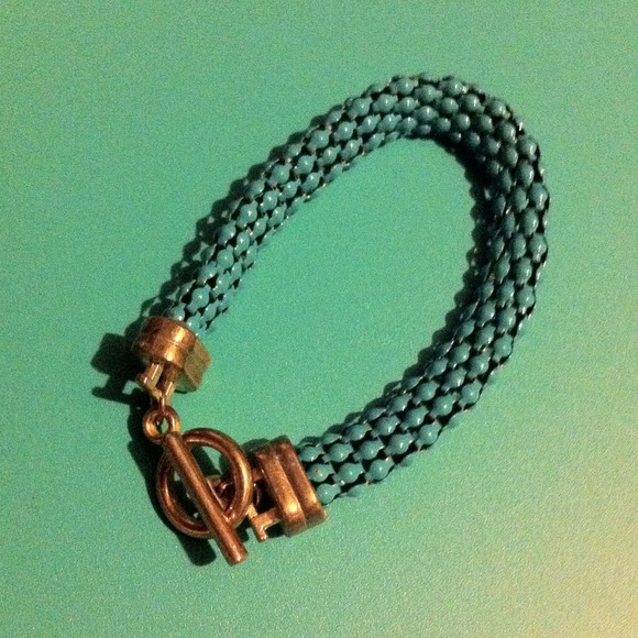 Teal color brass bracelet!