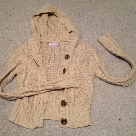 Beige Aéropostale knit hooded sweater