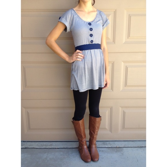 Navy Striped Shirt/ Dress