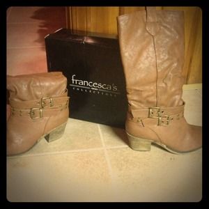 Light brown tall fall boot