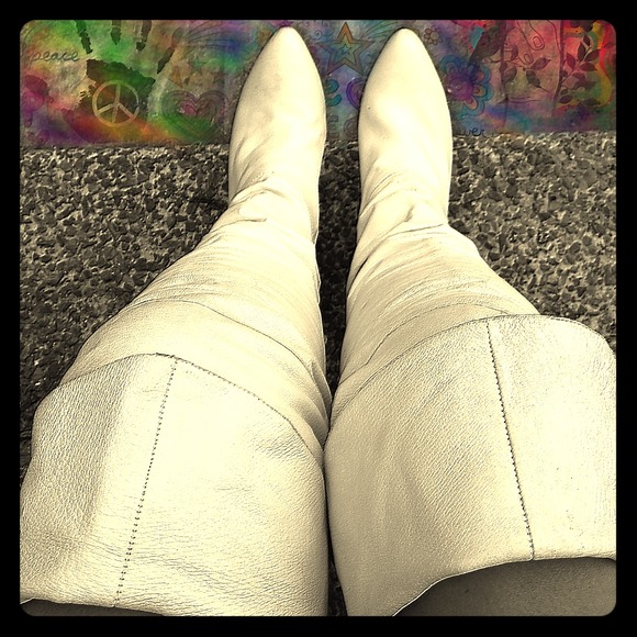 Boots - HOT 😛 Over the Knee, White Leather Boots