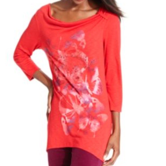Style&co. Top, Three-Quarter-Sleeve Printed Tunic