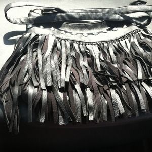 Black Studded Tassle Purse with Long Strap