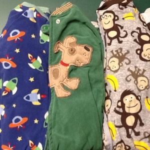 Set of 3 Boys Carter's Footsie Jammie's
