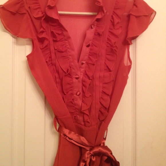 Burnt orange sheer top