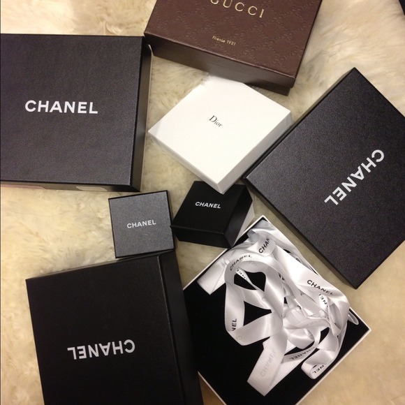 Chanel, Gucci, Dior boxes