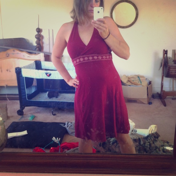 Beautiful, red organic cotton halter dress !