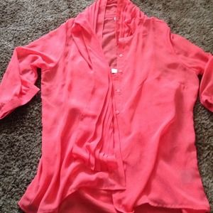 Very cute coral sheer 3/4 sleeve button up blouse Very cute coral sheer 3/4 sleeve button up blouse