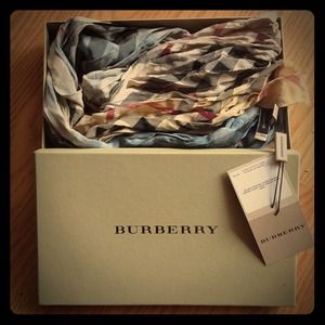 Authentic Burberry 100% Silk Scarf with tags.