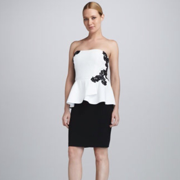 Kay Unger Strapless Two-Tone Peplum Dress SZ10