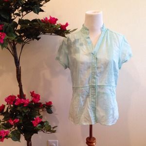 🎀Cotton/Silk Aqua button-up🎀