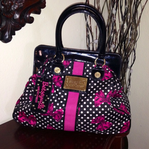 Betsey Johnson Bags Betseyville Polka Dot Pink Bow Bag Poshmark