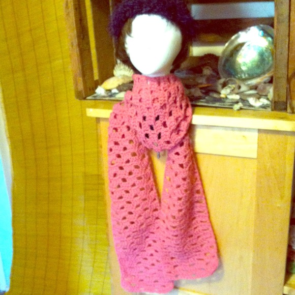 Pink Crocheted Scarf - Picture 2 of 5