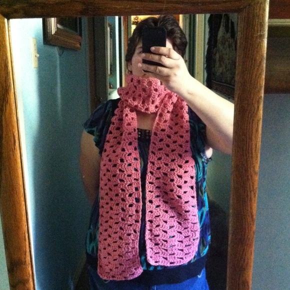 Pink Crocheted Scarf - Picture 5 of 5