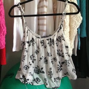 Grey tank top with black roses