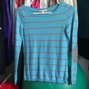 Blue striped long sleeve shirt with elbow padding