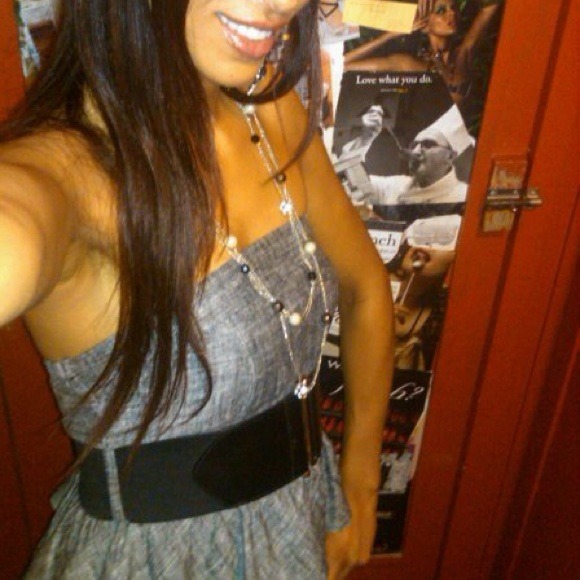 Gray dress.