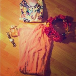 Coral maxi long skirt