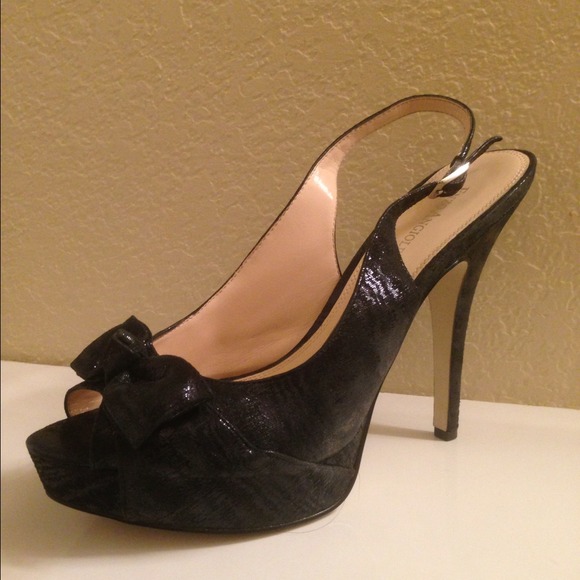 4 inch midnight blue sling backs