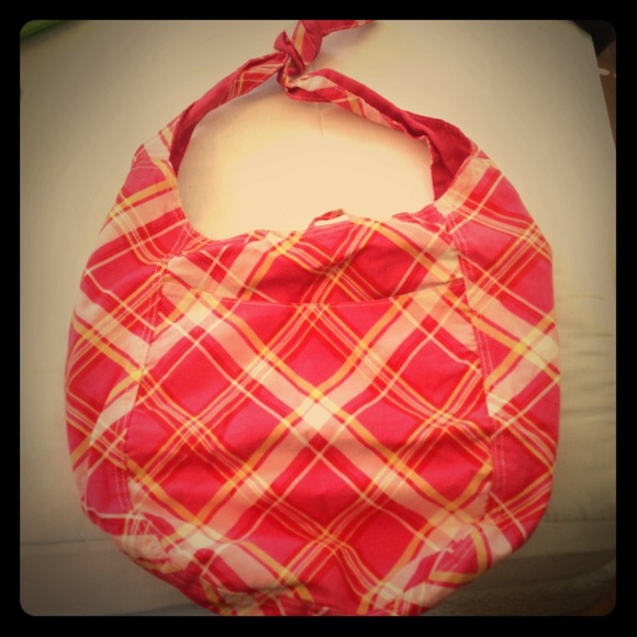 Pink plaid hobo bag