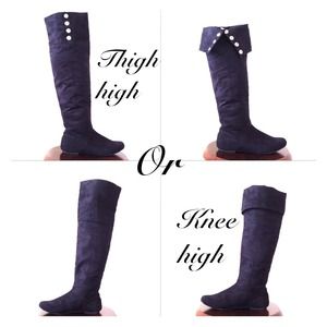 Foldable Black Flat Boots