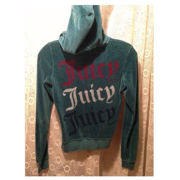 Juicy Couture teal zip up hoody - Picture 2 of 3