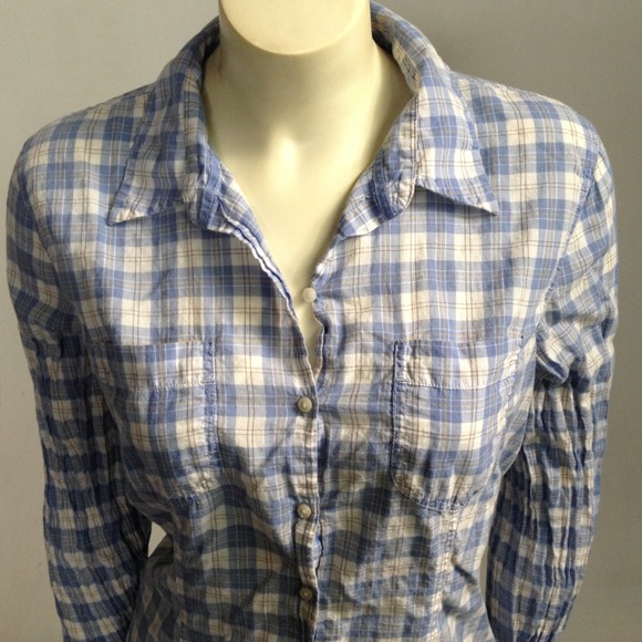 🚫BUNDLED🚫AEO sheer plaid button-down