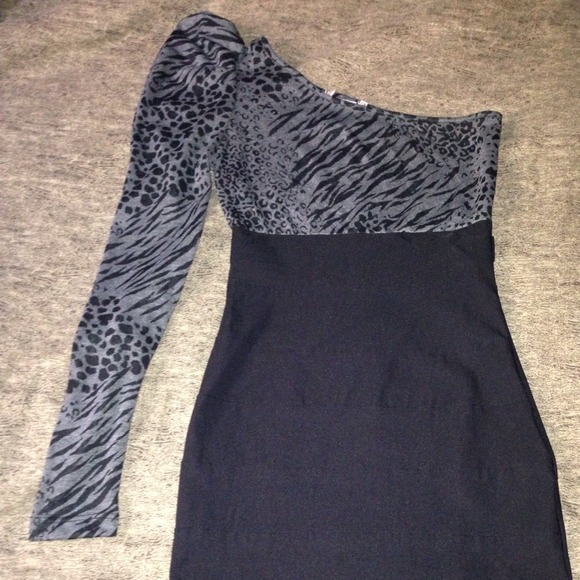 Animal one shoulder dress.