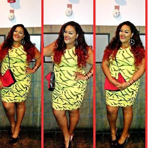 Yellow & Black midi dress