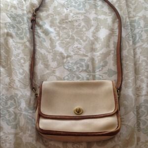 Vintage Cream Leather Coach Purse