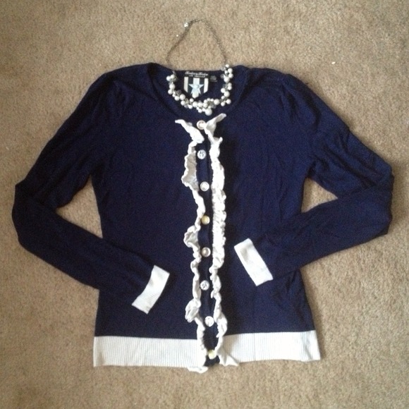 Navy + cream cardigan. Vintage inspired buttons!