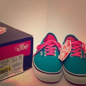 Turquoise and Hot pink vans