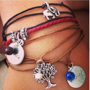 Set of Artisan Charm bracelets w/ Genuine Gemstone