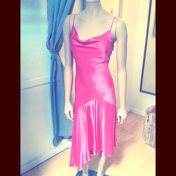 BCBG Pink Silk Drape Dress