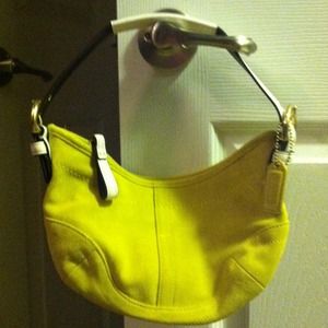 Lime Green and White Coach hobo