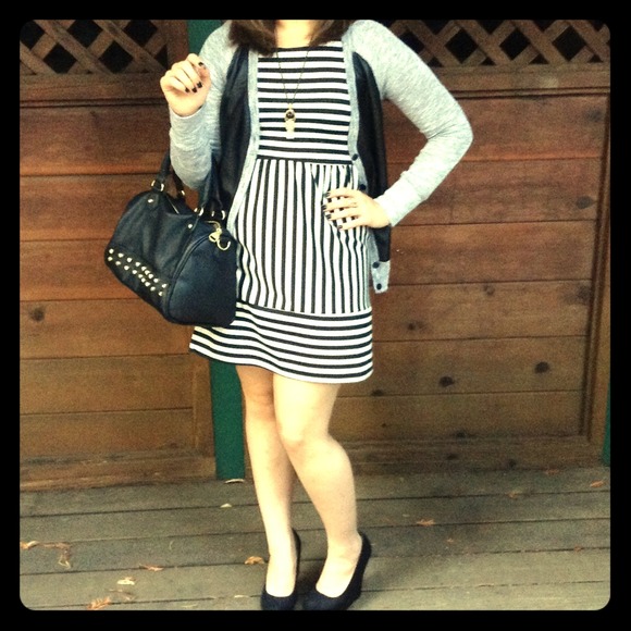 Dresses & Skirts - Black and White striped Dress Size S